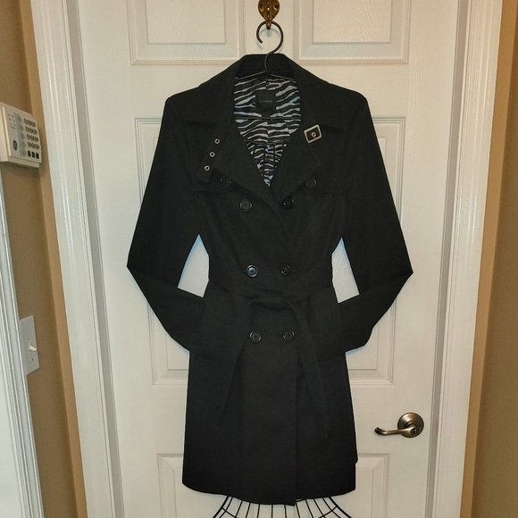 Express Jackets & Blazers - Express Black Double Breasted Trench Coat Size Small
